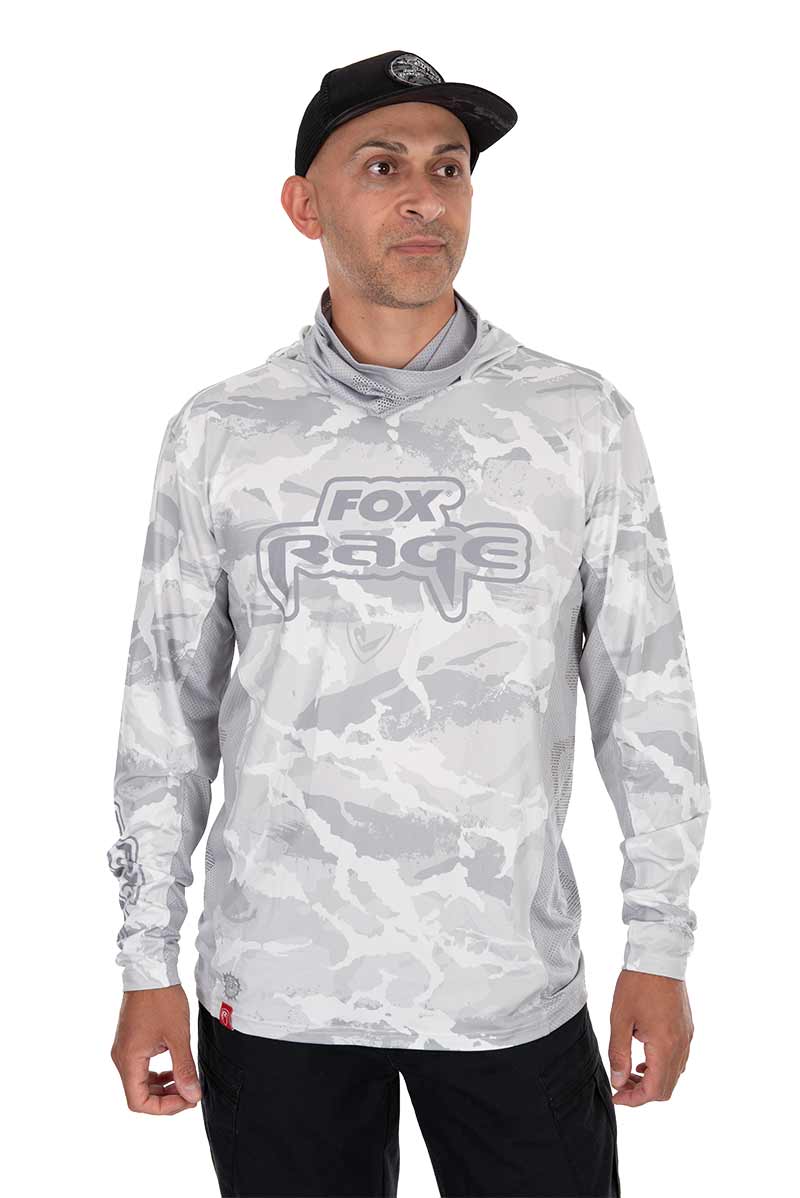 Technisches T-Shirt mit UV-Kapuze Fox Rage Helles Tarnmuster