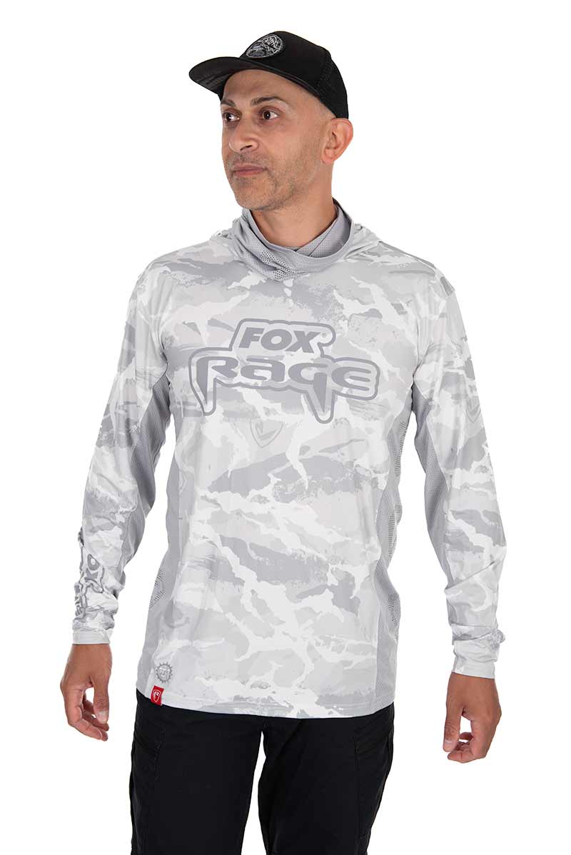 Technisches T-Shirt mit UV-Kapuze Fox Rage Helles Tarnmuster