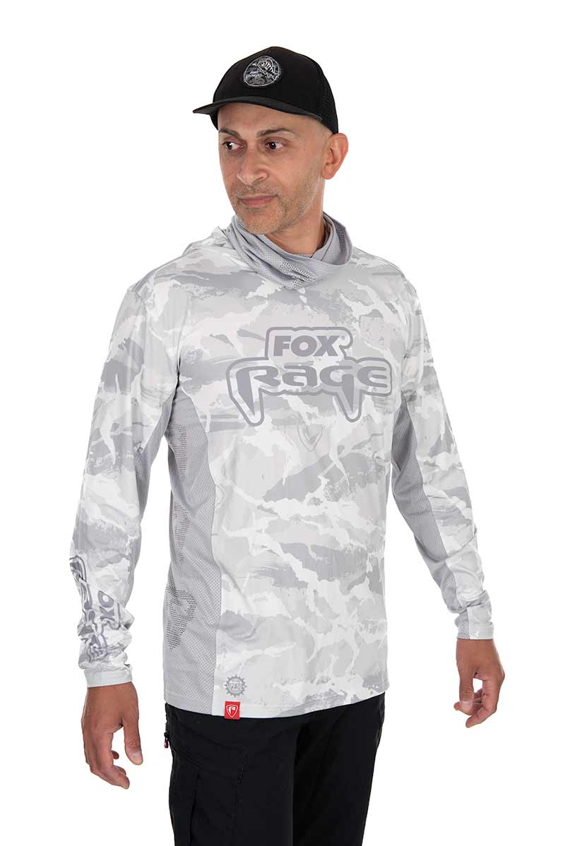 Technisches T-Shirt mit UV-Kapuze Fox Rage Helles Tarnmuster