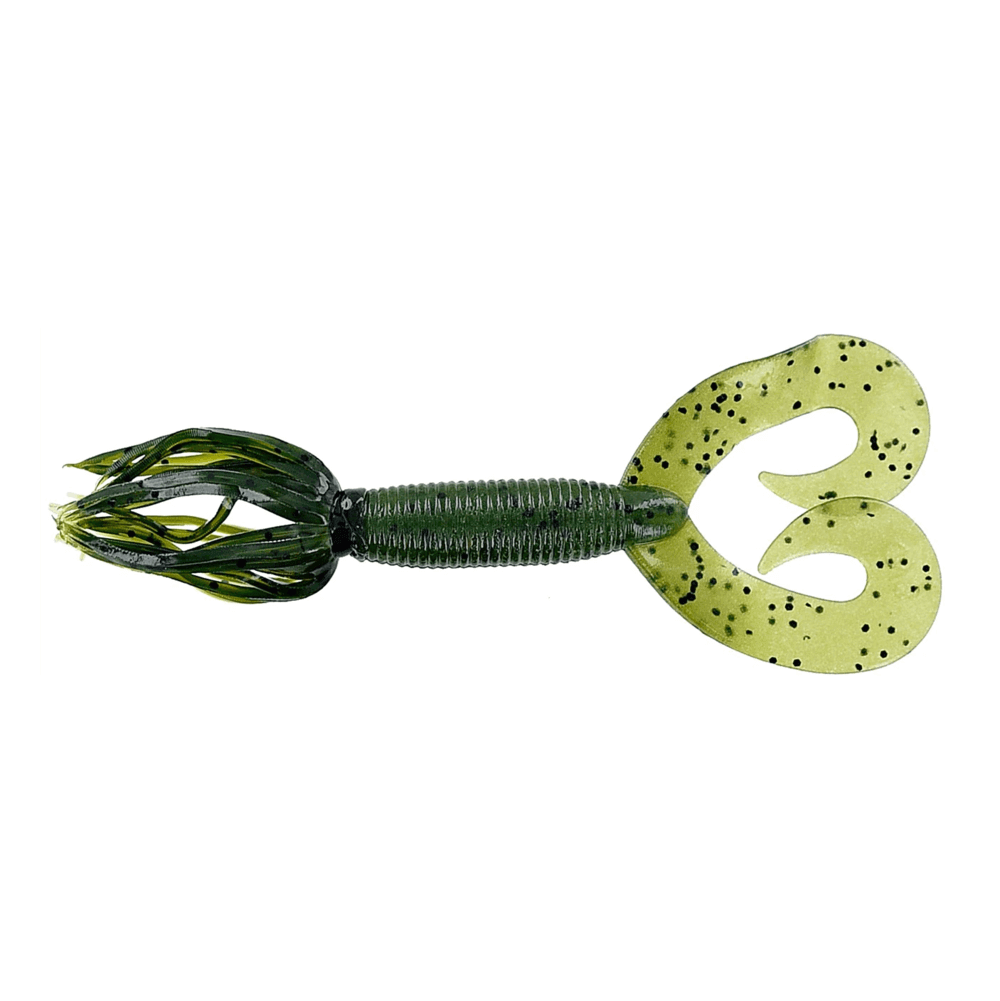 Gummifisch Yamamoto Double Tail Hula Grub 5" - 127 mm Watermelon Groß Schwarz