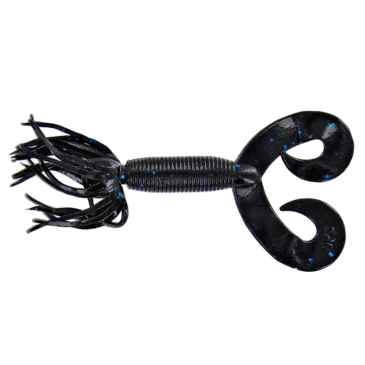 Gummifisch Yamamoto Double Tail Hula Grub 5" - 127 mm Schwarz Groß Blau
