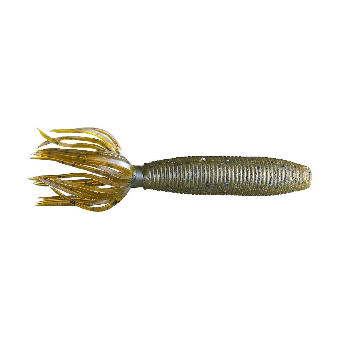 Gummifisch Yamamoto Fat Ika 4'' 100 mm Grüner Kürbis Schwarz Flake