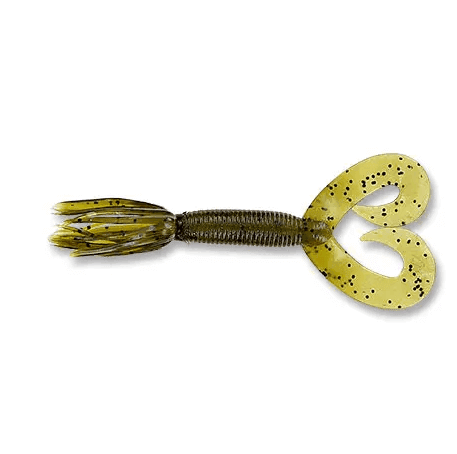 Vinilo Yamamoto Double Tail Hula Grub 5” – 127 mm Green Pumpkin Black - Tienda Bass