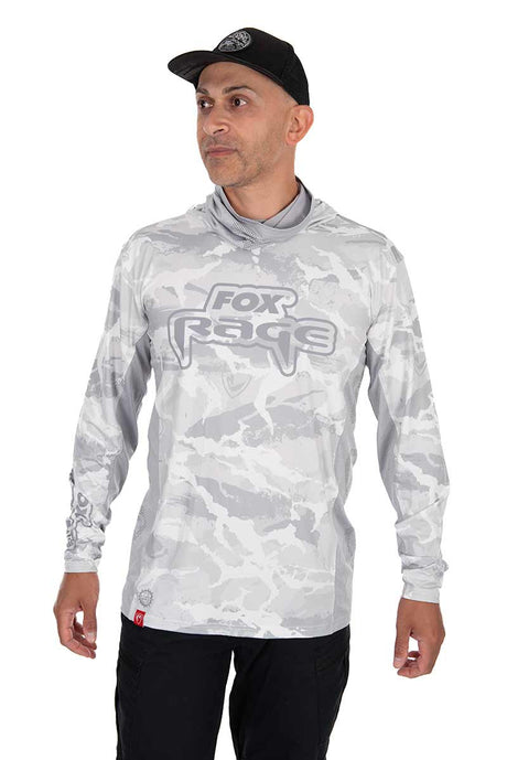 Camiseta técnica con capucha UV Fox Rage Light Camo - Tienda Bass