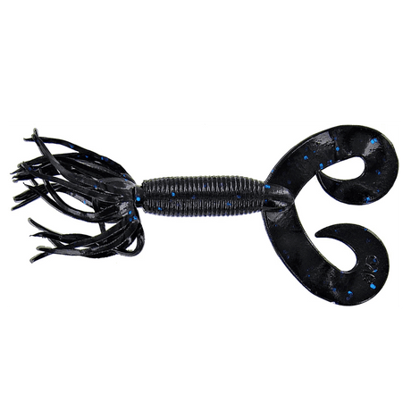 Vinilo Yamamoto Double Tail Hula Grub 5” – 127 mm Black Large Blue - Tienda Bass